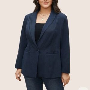 BloomChic Plus Size Solid Pocket Suit Collar Blazer